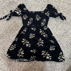 black dress with tiny flowers